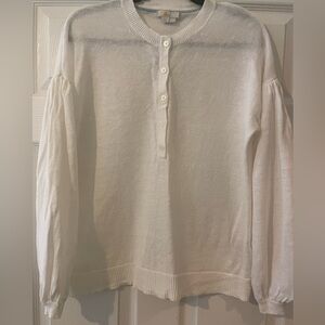 Boden off white, cream cotton linen knit sweater, size 8